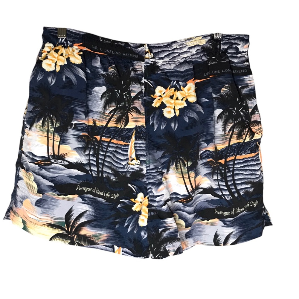 Tommy Bahama Swim Trunks Tropical Hawaiian Palm Trees Sailboats Men's Medium